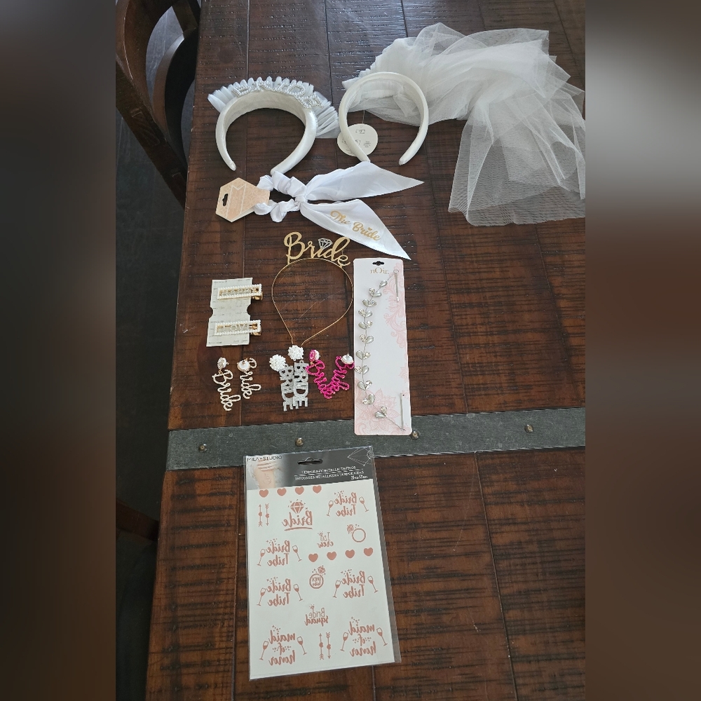 Bride Accessories Kit with Gold and Pink Accents